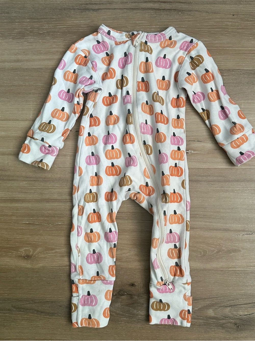 SIIX Baby Pumpkin Print Footed Zip Pajamas 6-12M